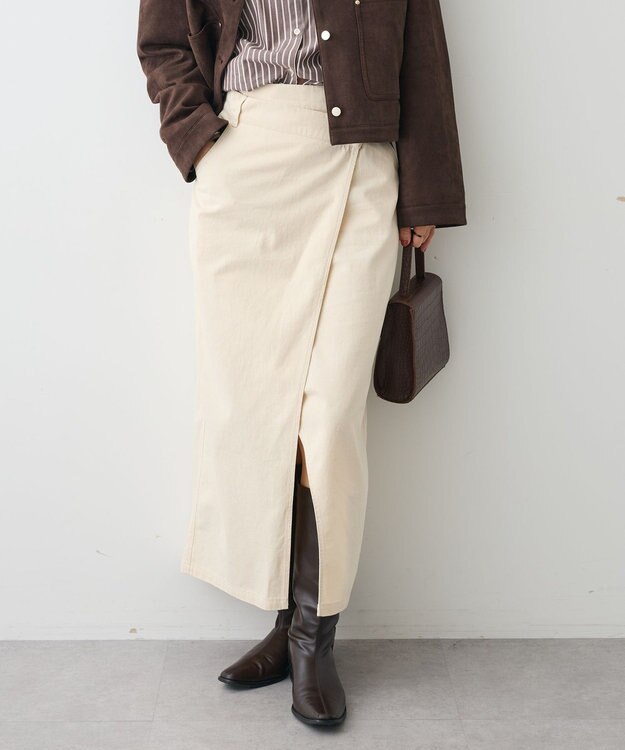 CRAFT STANDARD BOUTIQUE ラップ風デニムスカート Ivory