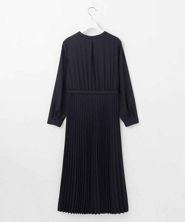 ANY SIS L 【洗える】ノーブルプリーツ ワンピース ネイビー