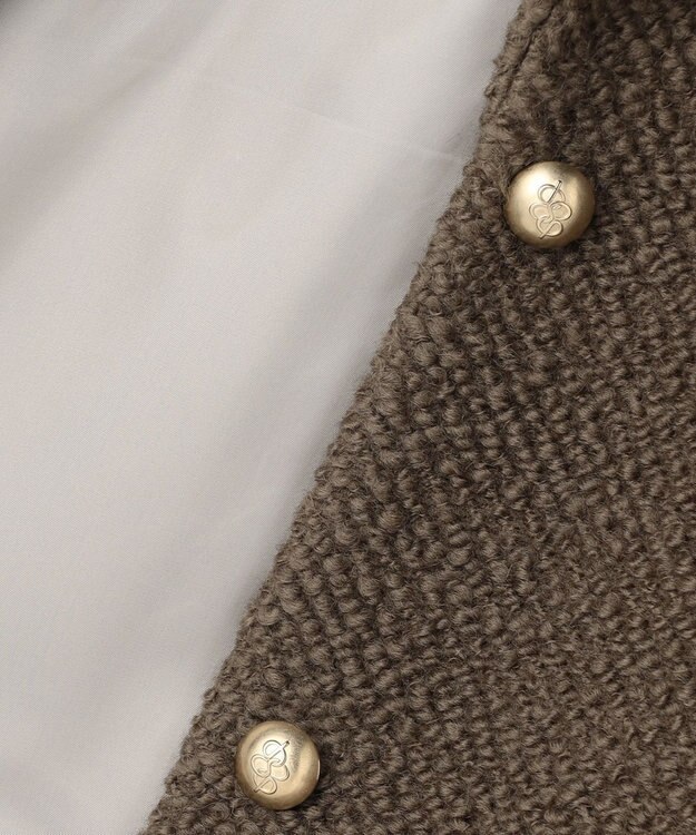 自由区 【カトリエムブーケ】manteau en relief コクーンシルエットツイードコート カーキ