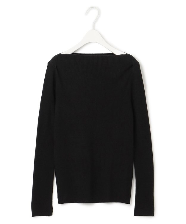 ICB 【洗える】エクストラファインメリノ  ボートネックプルオーバー ブラック系