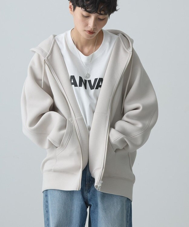 AMERICAN HOLIC ダンボールポンチＺＩＰパーカー Gray Beige