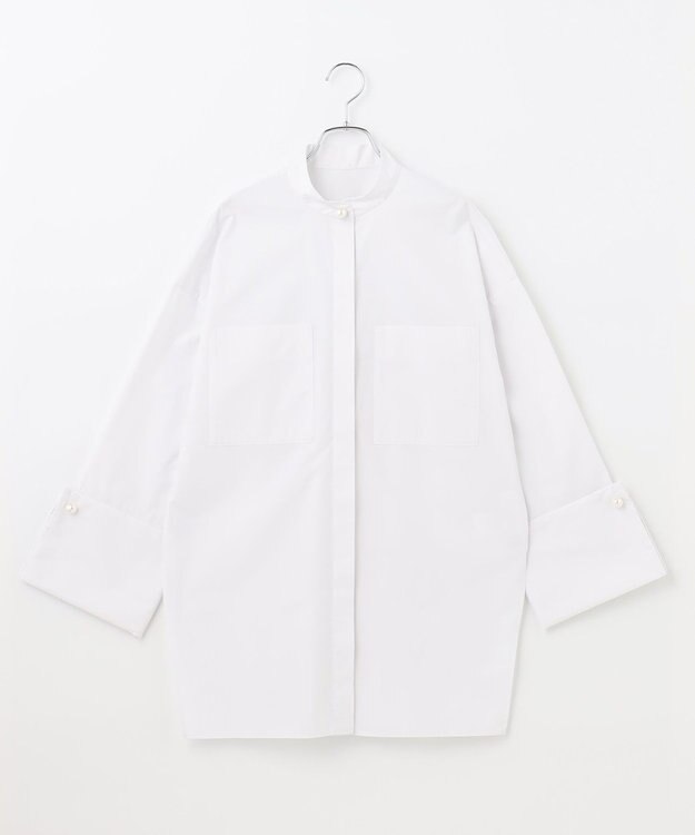 #Newans 【セレモニーにも】パールボタンビッグシャツ ホワイト系