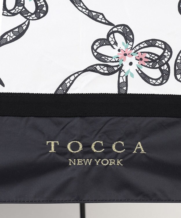 TOCCA 【晴雨兼用】【UVカット99.9%以上・撥水・遮光率99.9%・ミニ傘袋バッグ付き】SHAKE RIBBONS UMBRELLA 折り畳み傘 アイボリー系