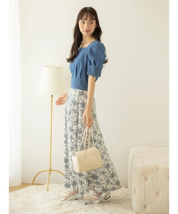 earth music&ecology 隠れリス柄スカート Ecru