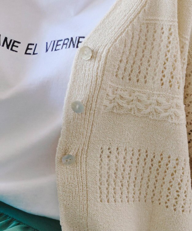 Tiaclasse 【洗える】クロシェニットカーディガン カーディガン アイボリー