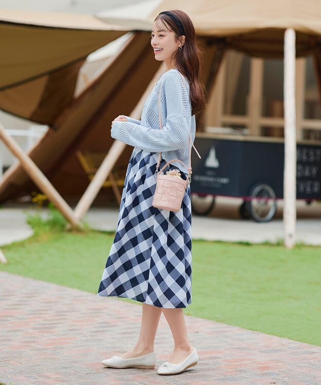 Tiaclasse 【洗える】クロシェニットカーディガン カーディガン サックス