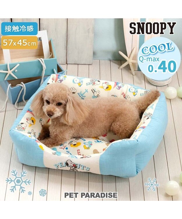 PET PARADISE スヌーピー クールカドラー 《アイス柄》 角型 Ｍ ホワイト×ブルー