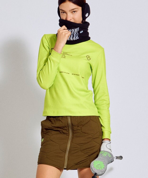 PW CIRCULUS 【起毛素材であたたか】【WOMEN】スピンドル付 両面起毛タートルネック ゴルフウェア レディース ライトグリーン系