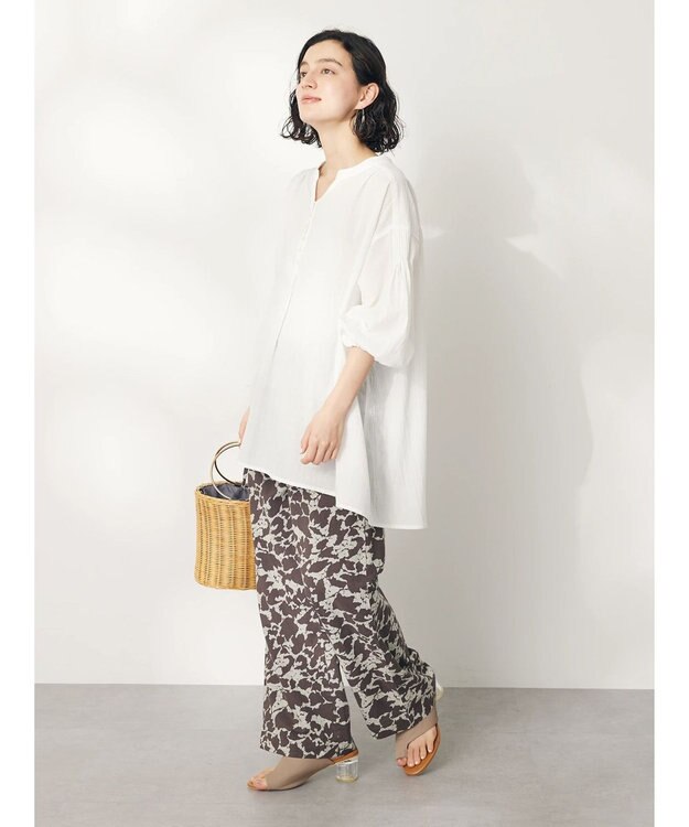 CRAFT STANDARD BOUTIQUE インド綿総柄イージーパンツ Brown