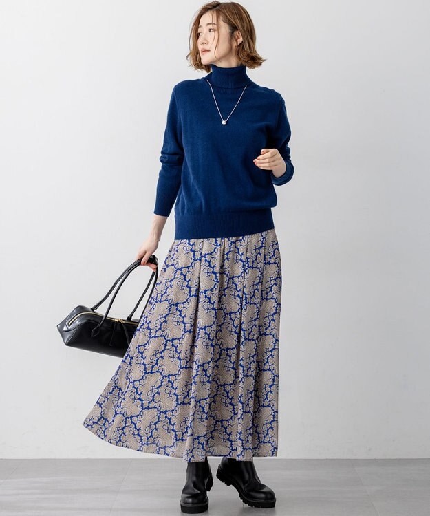 23区 【洗える】Ratti ヴィンテージペイズリープリント スカート ブループリント