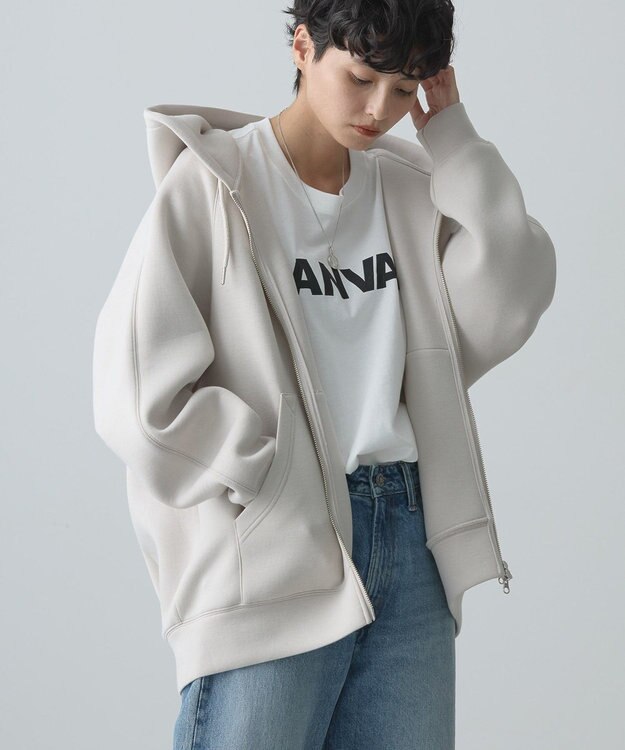 AMERICAN HOLIC ダンボールポンチＺＩＰパーカー Gray Beige