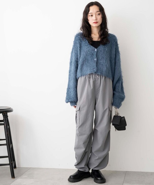 WEGO 【ウエストゴム】イージーパラシュートカーゴパンツ グレー