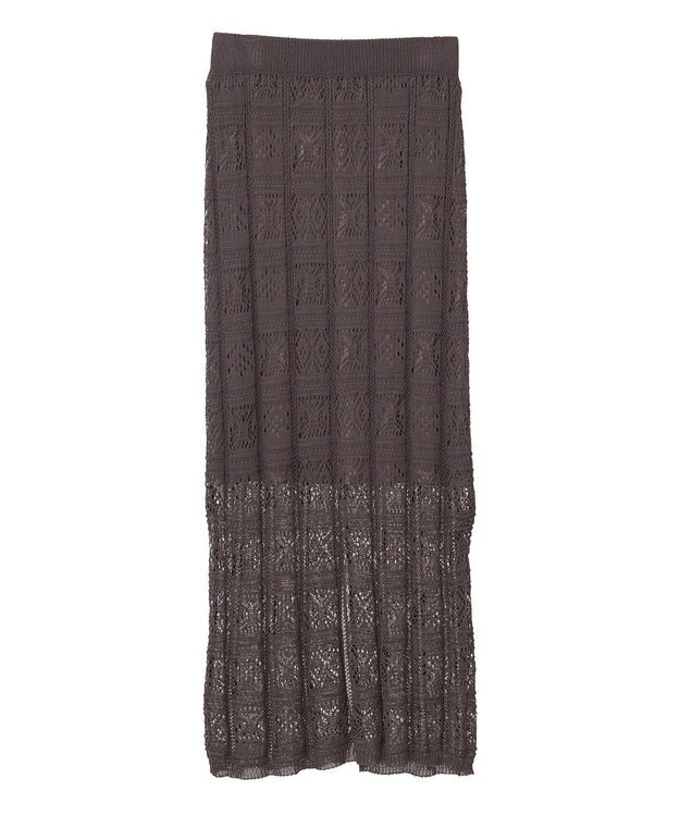 Green Parks 透かし柄ニットレースＩラインスカート Brown