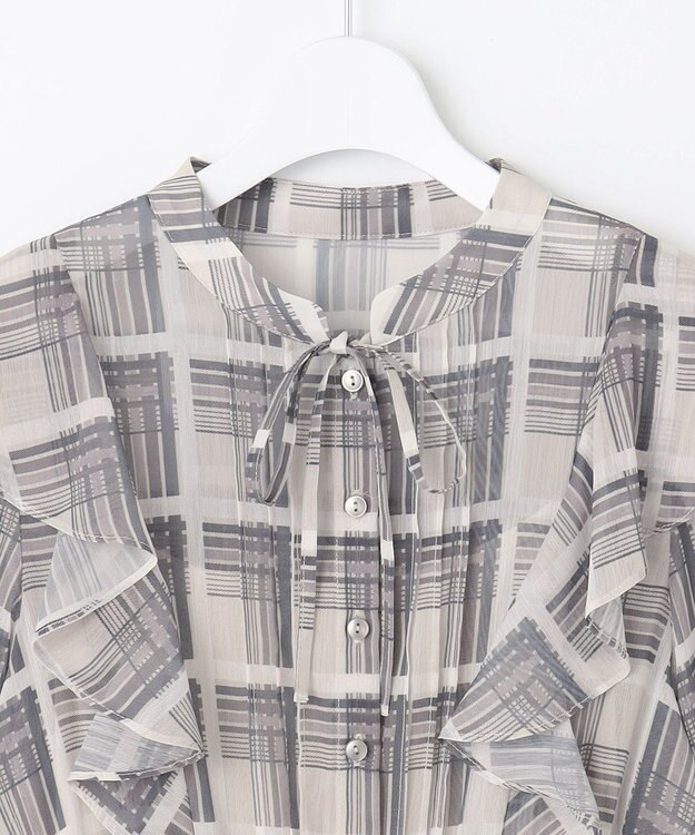 Feroux 【洗える】プリーツ ワンピース ネイビー系（チェック柄）