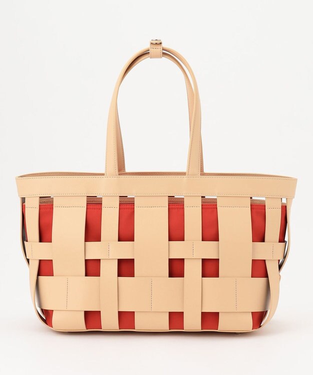 Y'SACCS 【リサイクルレザー】メッシュかごバッグ　large ナチュラル×オレンジ