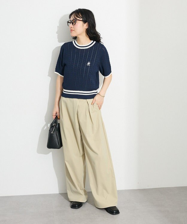 CRAFT STANDARD BOUTIQUE 別注/BHPC 刺繍ケーブル編みニット Navy