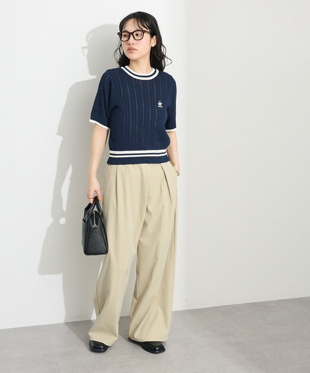 CRAFT STANDARD BOUTIQUE 別注/BHPC 刺繍ケーブル編みニット Navy