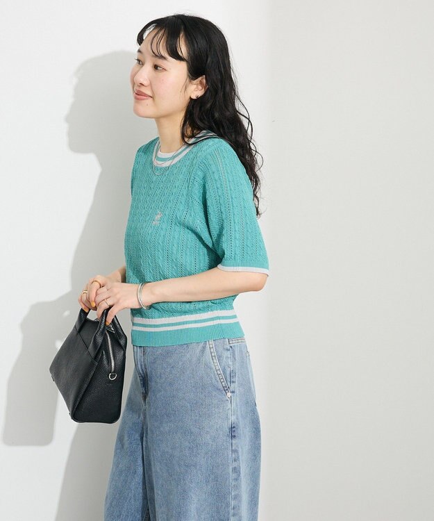 CRAFT STANDARD BOUTIQUE 別注/BHPC 刺繍ケーブル編みニット Green
