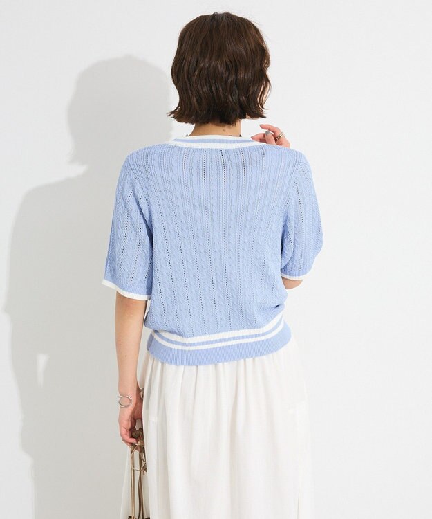 CRAFT STANDARD BOUTIQUE 別注/BHPC 刺繍ケーブル編みニット Sax