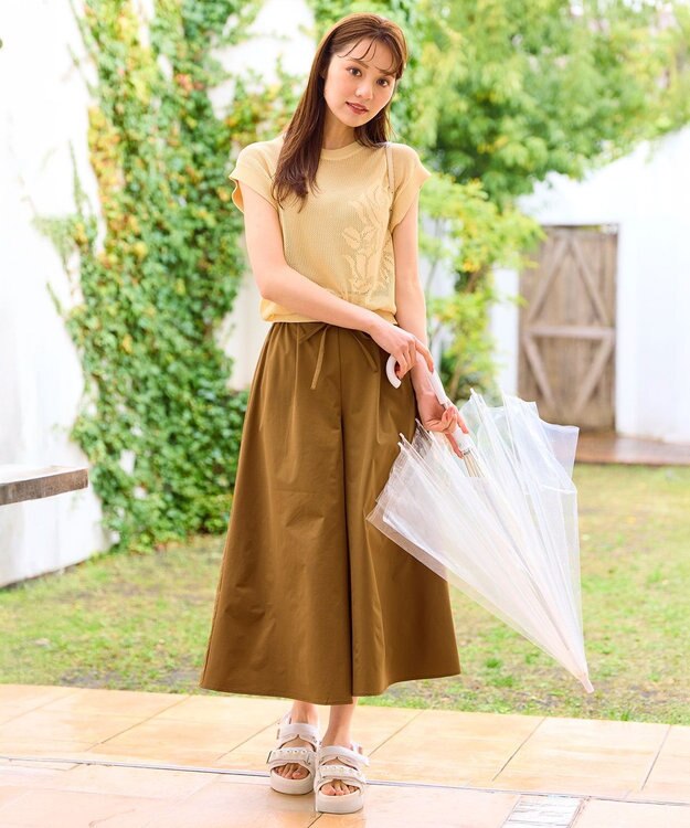 Feroux 【洗える】透かし編みニットトップス アイボリー系