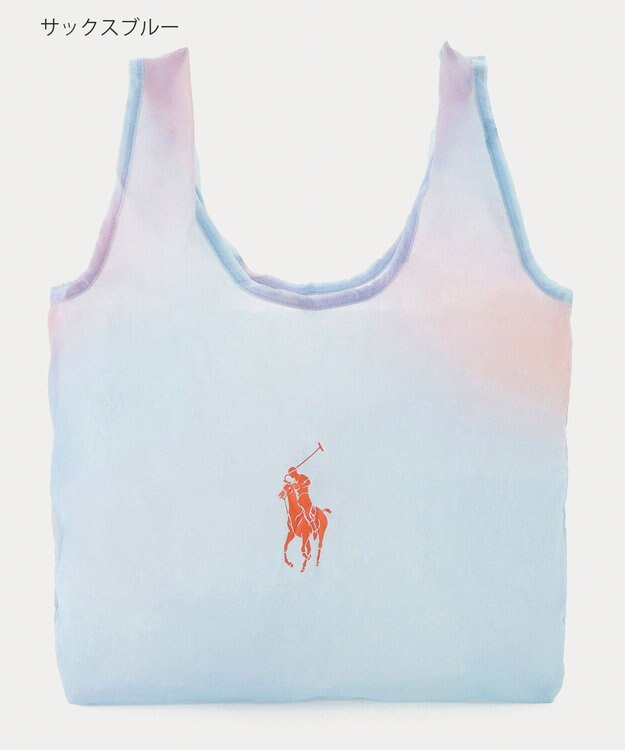 MOONBAT POLO RALPH LAUREN(ポロ ラルフローレン)ポロポニー ポケッタブル レインバッグ Sサイズ 無地 ストラップベルト付き サックスブルー