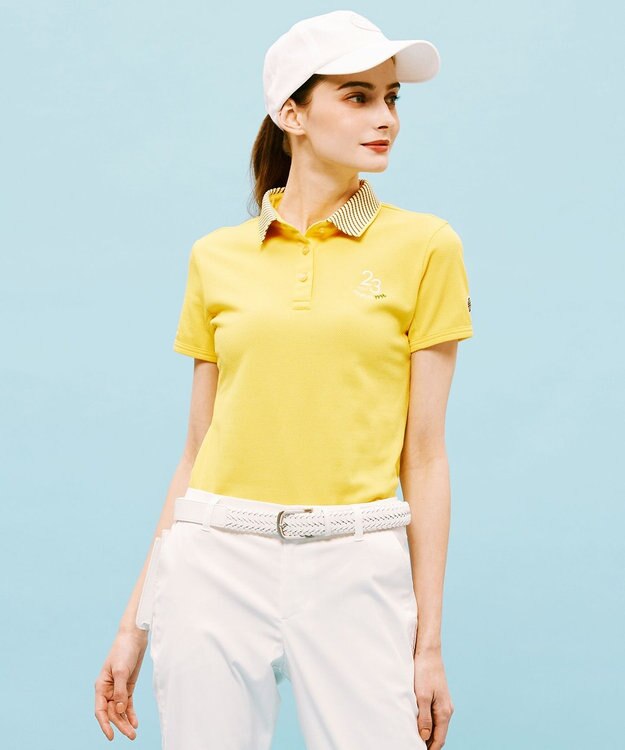 23区GOLF 【WOMEN】ハニカムライト鹿子 半そでポロシャツ イエロー系