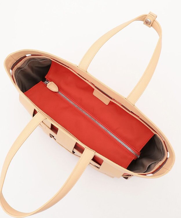 Y'SACCS 【リサイクルレザー】メッシュかごバッグ　large ナチュラル×オレンジ