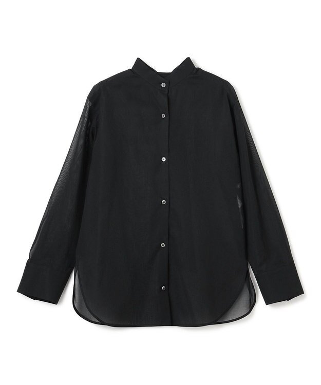 BEIGE， 【洗える】PLUMERIA / コットンシアーバックボウタイブラウス Black