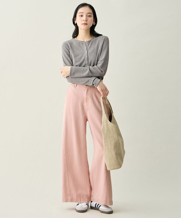 ANY クリアラメフライスヘンリーネックプルオーバー グレー