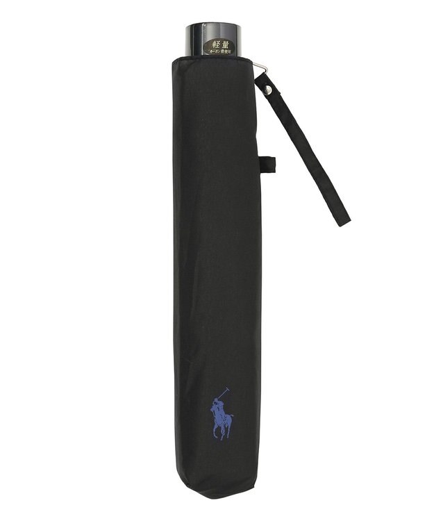 MOONBAT POLO RALPH LAUREN 折りたたみ傘 メンズ プレーン ワンポイント刺繍 大きめ60cm ブラック