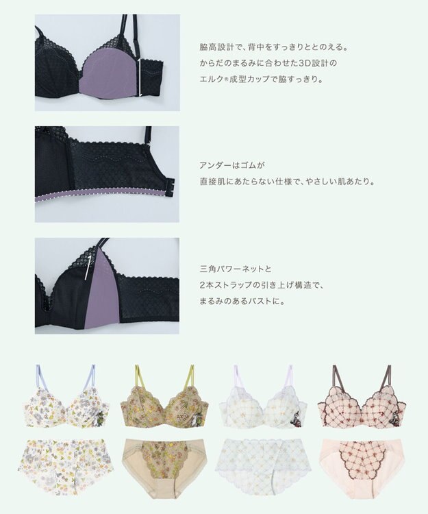 une nana cool 【リニューアル】MOOMIN × une nana cool 364ブラ レース ノンワイヤーブラ ベビーピンク