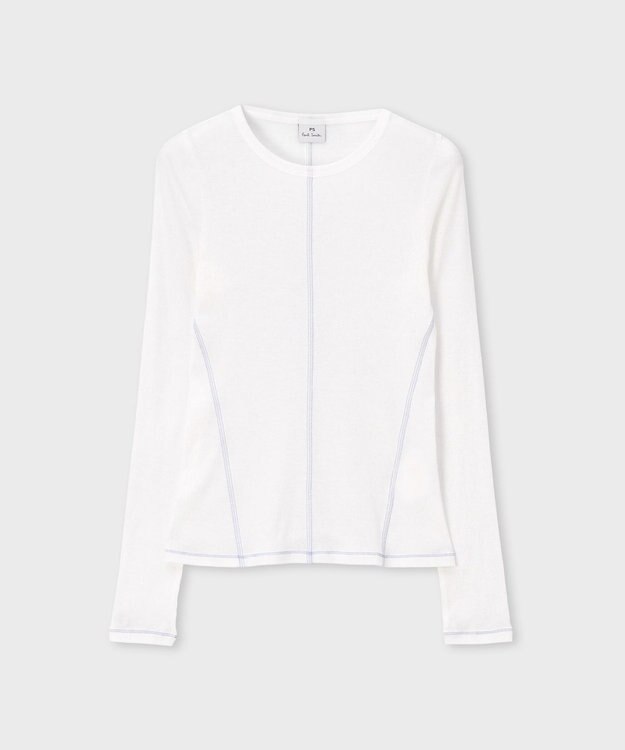 Paul Smith コントラストステッチ リブ 長袖カットソー ホワイト