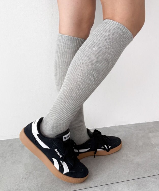 WEGO ローゲージゆるリブハイソックス ライトグレー