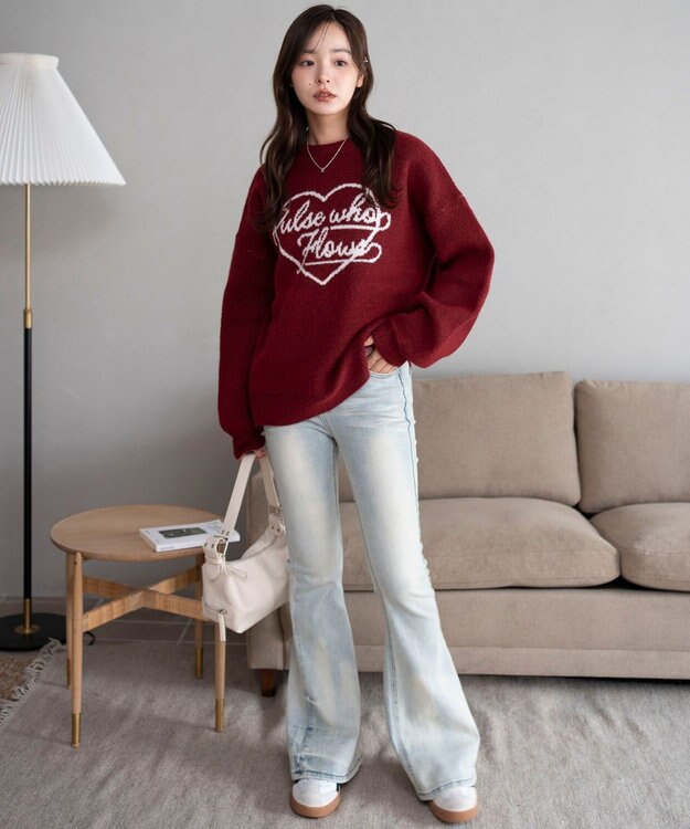 WEGO 【2025年秋冬新作】フラッフィーグラフィックニットBIGプルオーバー 柄8