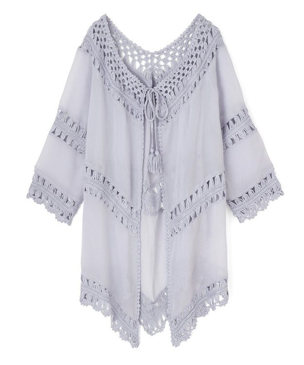 San-ai Resort（三愛水着楽園） クロシェ羽織　F　　【San-ai Resort（サンアイリゾート）】 ブルー