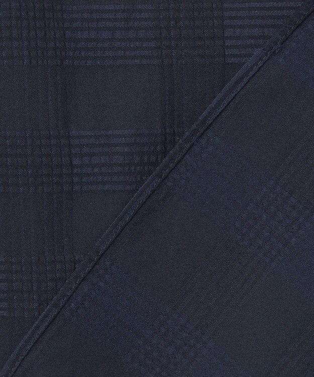 JOSEPH HOMME ドビーチェックストレッチ　ウイングカラー半袖シャツ ネイビー系