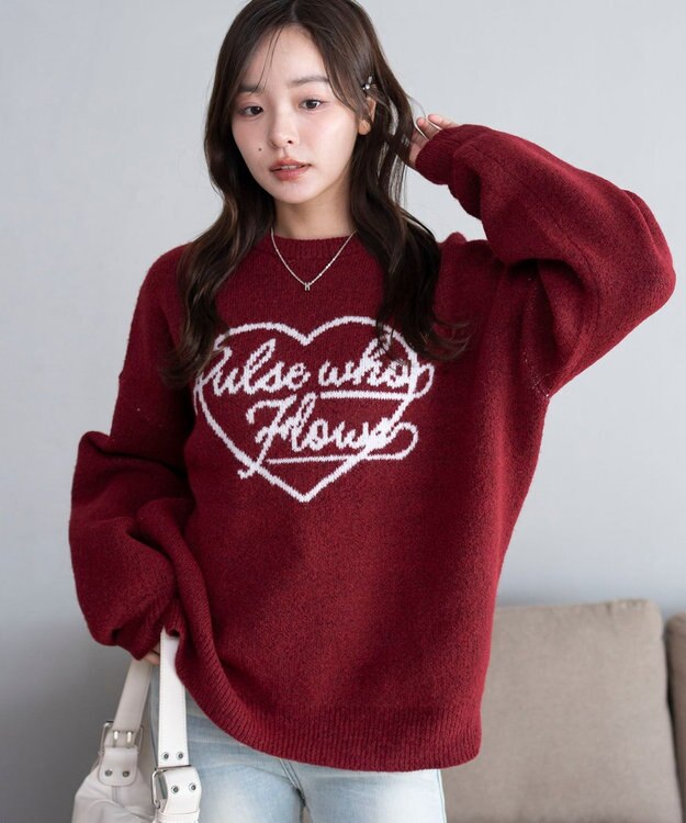 WEGO 【2025年秋冬新作】フラッフィーグラフィックニットBIGプルオーバー 柄8