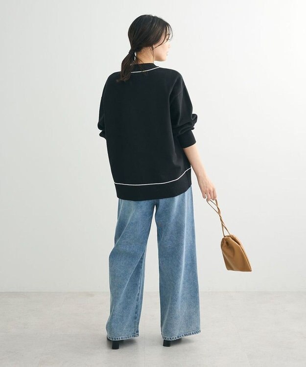 Green Parks もちやわモックネックニットプルオーバー Black