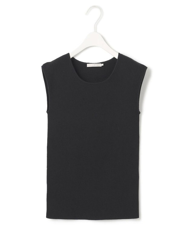 ICB 【洗える】オーガニックコットンリブ ノースリーブニット ブラック系