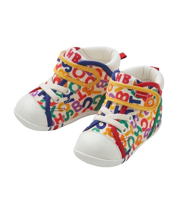 MIKI HOUSE HOT BISCUITS 【11.5-13.5cm】 ロゴ総柄 ファーストベビーシューズ