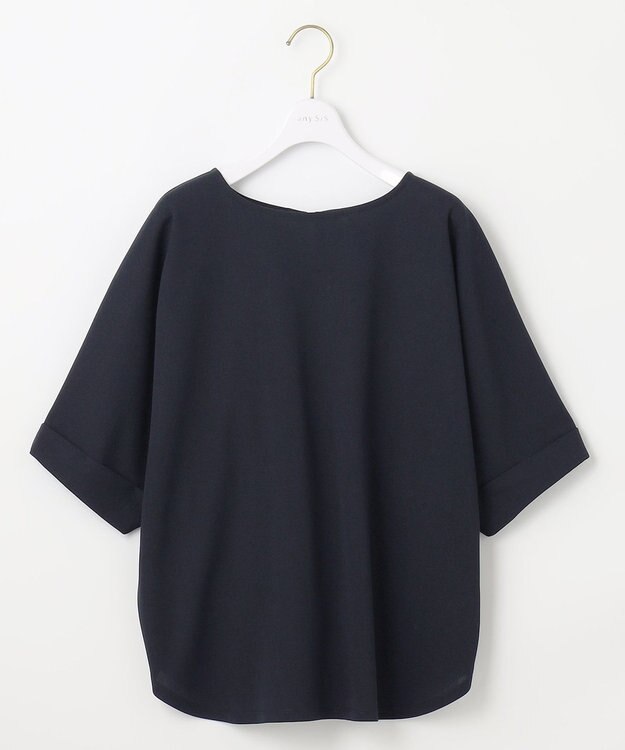 ANY SIS S 【前後着用・UVケア・洗える】2WAYジョーゼットジャージードルマン カットソー ネイビー