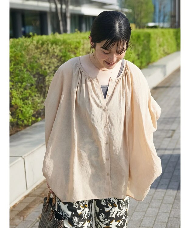 CRAFT STANDARD BOUTIQUE ウ゛ィンテージボイル２ＷＡＹタックブラウス Beige