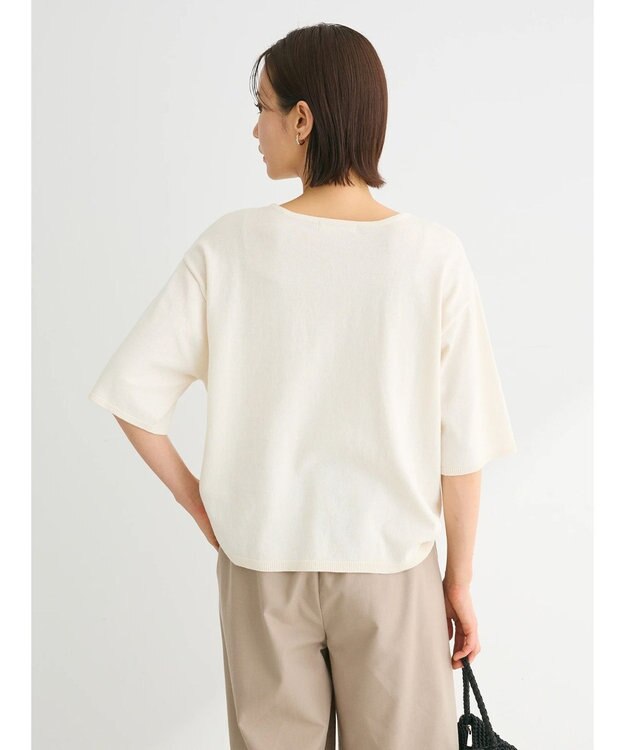 Green Parks 洗える　ニットＴシャツ Ecru
