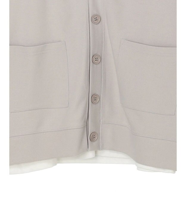 CRAFT STANDARD BOUTIQUE 強撚ポンチカーディガン＋Ｌ／Ｓ　ＴＥＥーＳＥＴ Light Gray