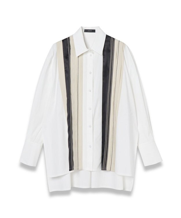 JOSEPH 【洗える】ポプリンカラーブロック　リラックスブラウス B&W Quail