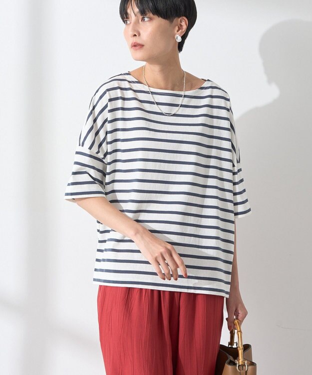 AMERICAN HOLIC バスクボーダー半袖プルオーバー Navy