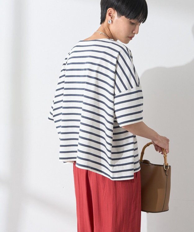 AMERICAN HOLIC バスクボーダー半袖プルオーバー Navy