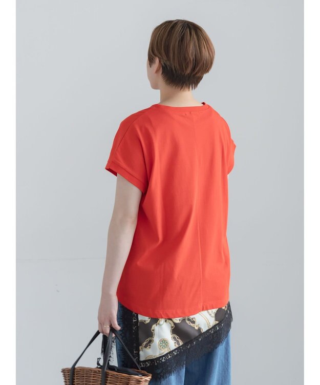 Te chichi 【接触冷感】エンボスロゴフレンチスリーブTシャツ レッド