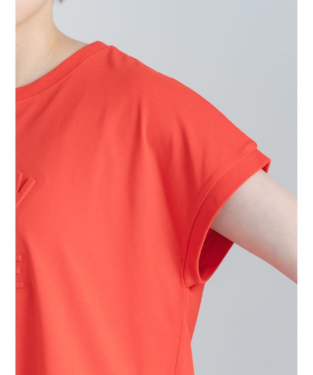 Te chichi 【接触冷感】エンボスロゴフレンチスリーブTシャツ レッド