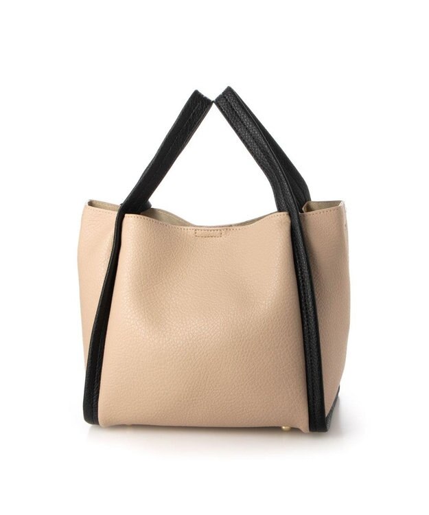 UNBILLION カシュカシュ cachecache / ミニショルダー付きソフトレザー調ミニトートバッグ ベージュミックス